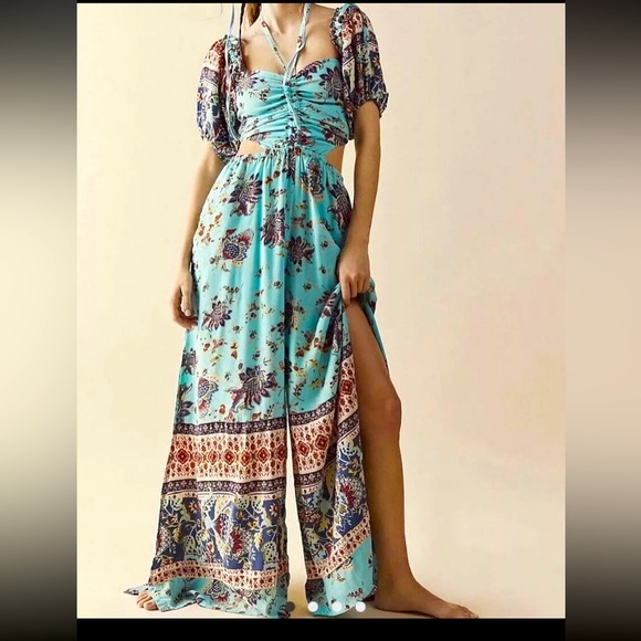 Free People Pants - Free People Bali Citrus Skies Jumpsuit Romper Aegean Sea XS